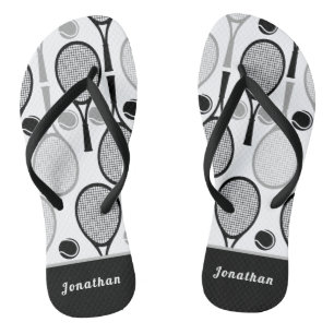 Chanclas Moderno jugador de tenis negro y gris nombre entre