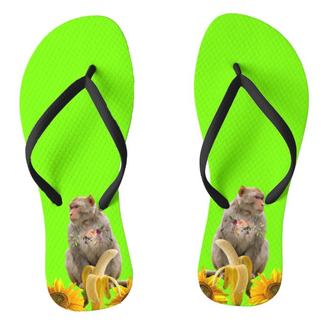 Chanclas Monkey Sunflower Floral Flip Flops (Plantilla)