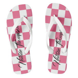 Chanclas Monograma a cuadros rosa y blanco para ella
