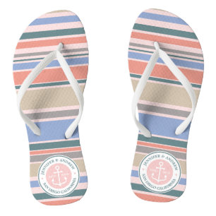 Chanclas Monograma Ancla Estampado de moda Playa Náutica Ro