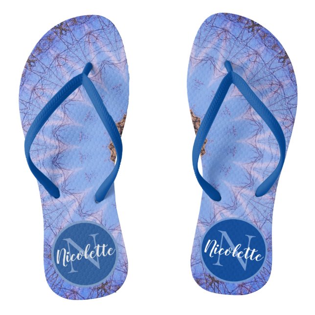 Chanclas Monograma azul de ensueño Mandala monograma (Plantilla)