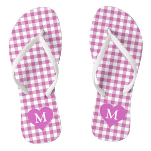 Chanclas Monograma Bonito Rosa Cuadros