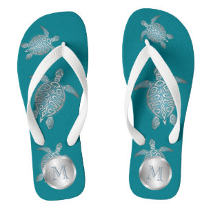 Chanclas Monograma costero de la tortuga marina Verde azula