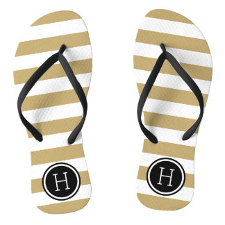 Chanclas Monograma de bandas de adormidera de oro y negro