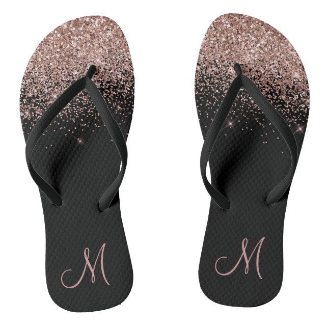 Chanclas Monograma de brillo con degradado de oro rosa (Plantilla)