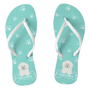Chanclas Monograma de cachorro de cachorro blanco, suave y