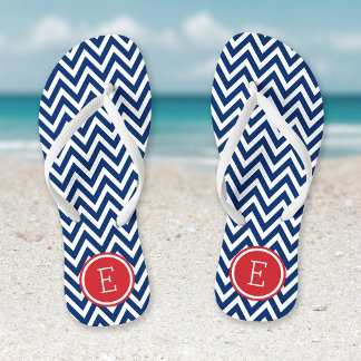 Chanclas Monograma de Chevron rojo blanco y azul
