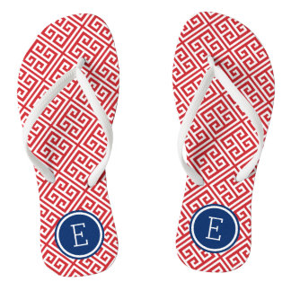 Chanclas Monograma de clave griega roja blanca y azul