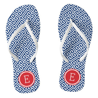 Chanclas Monograma de clave griega roja blanca y azul