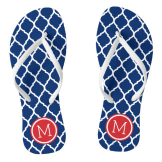 Chanclas Monograma de cuatrefolios rojo blanco y azul marro