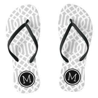 Chanclas Monograma de enrejado gris y negro