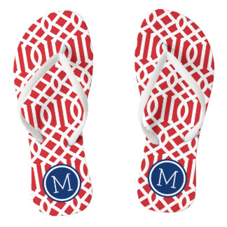 Chanclas Monograma de enrejado rojo blanco y azul