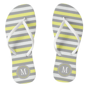 Chanclas Monograma de franja blanca gris amarilla