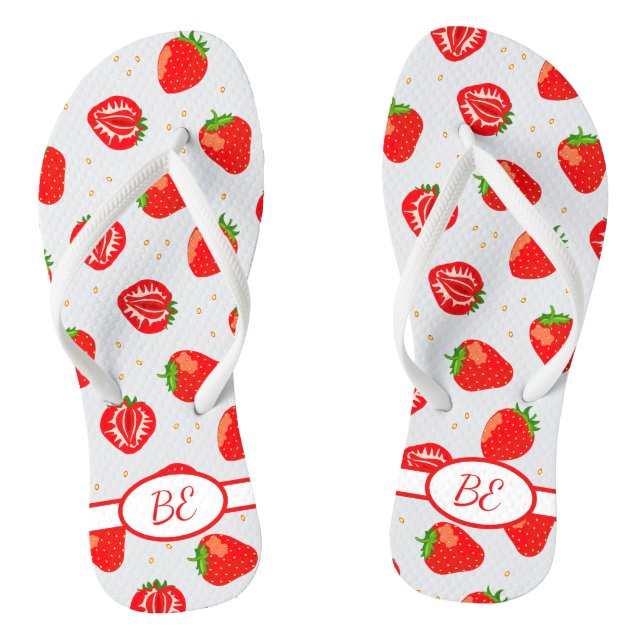 Chanclas Monograma de fresas de verano (Plantilla)