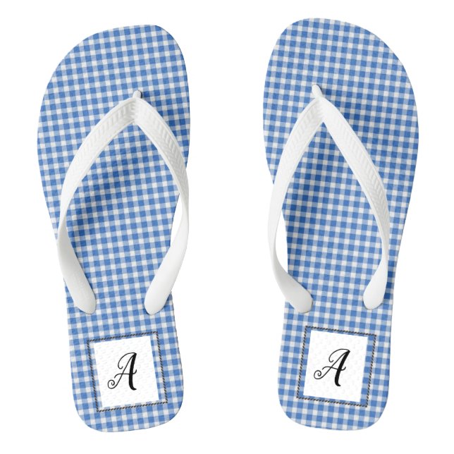 Chanclas Monograma de Gingham azul (Plantilla)