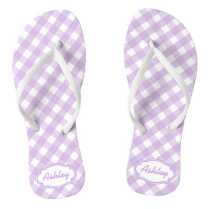Chanclas Monograma de Gingham púrpura