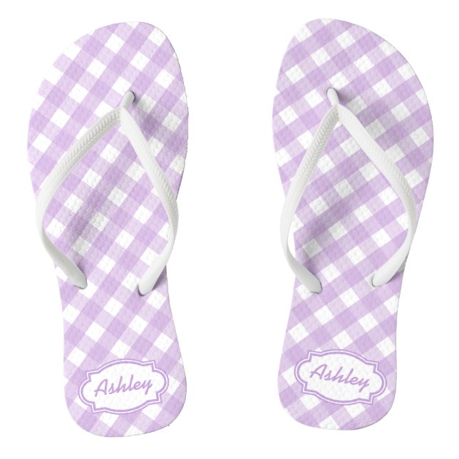 Chanclas Monograma de Gingham púrpura (Plantilla)