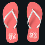 Chanclas Monograma de guión de adormidera de corales<br><div class="desc">POR FAVOR, CONTACTE CONMIGO ANTES DE PEDIR CON SUS INICIALES DE MONOGRAMAS EN ESTE ORDEN: PRIMERO, ÚLTIMO, MEDIO. Personalizar tu monograma y te enviaré el enlace para solicitarlo. Por favor espere a comprar hasta después de que le haya enviado el enlace con su diseño personalizado. Las sandalias de giro precoz...</div>