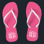 Chanclas Monograma de guión de preppy rosa caliente<br><div class="desc">POR FAVOR, CONTACTE CONMIGO ANTES DE PEDIR CON SUS INICIALES DE MONOGRAMAS EN ESTE ORDEN: PRIMERO, ÚLTIMO, MEDIO. Personalizar tu monograma y te enviaré el enlace para solicitarlo. Por favor espere a comprar hasta después de que le haya enviado el enlace con su diseño personalizado. Las sandalias de giro precoz...</div>