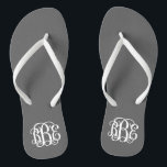 Chanclas Monograma de guiones de goma de carbón vegetal<br><div class="desc">POR FAVOR, CONTACTE CONMIGO ANTES DE PEDIR CON SUS INICIALES DE MONOGRAMAS EN ESTE ORDEN: PRIMERO, ÚLTIMO, MEDIO. Personalizar tu monograma y te enviaré el enlace para solicitarlo. Por favor espere a comprar hasta después de que le haya enviado el enlace con su diseño personalizado. Las sandalias de giro precoz...</div>