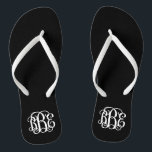 Chanclas Monograma de guiones de Preppy en Blanco y Negro<br><div class="desc">POR FAVOR, CONTACTE CONMIGO ANTES DE PEDIR CON SUS INICIALES DE MONOGRAMAS EN ESTE ORDEN: PRIMERO, ÚLTIMO, MEDIO. Personalizar tu monograma y te enviaré el enlace para solicitarlo. Por favor espere a comprar hasta después de que le haya enviado el enlace con su diseño personalizado. Las sandalias de giro precoz...</div>