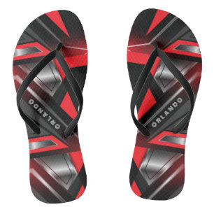 Chanclas Monograma de juego geométrico plateado, negro y ro