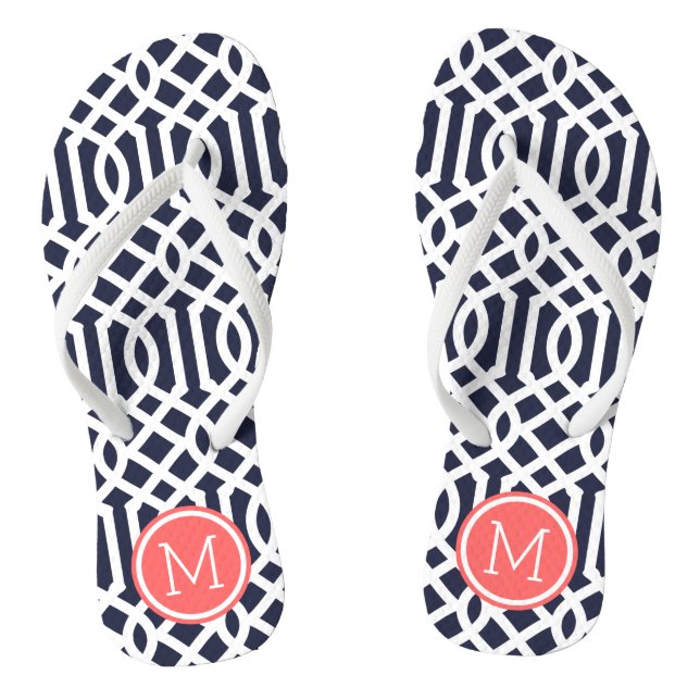 Chanclas Monograma de la Marina y el Coral Trellis (Plantilla)
