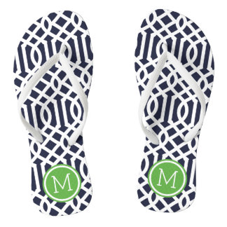 Chanclas Monograma de la marina y el mosaico verde