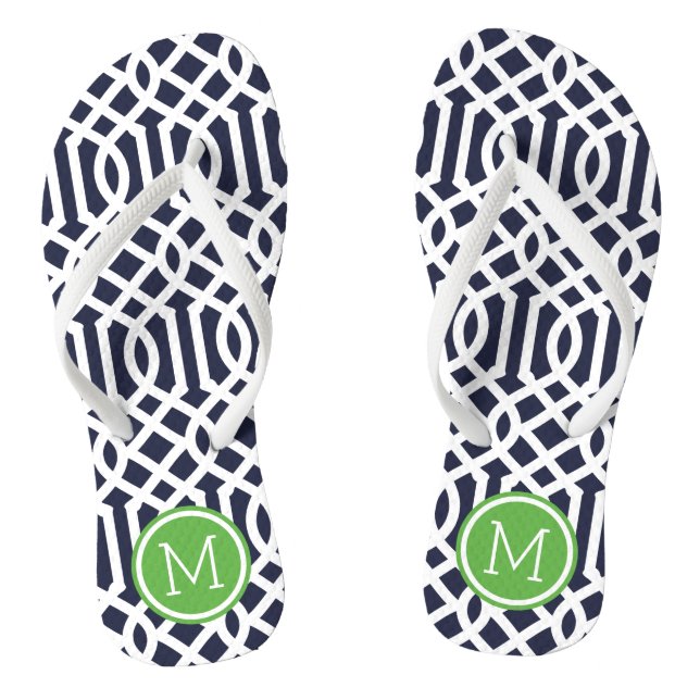 Chanclas Monograma de la marina y el mosaico verde (Plantilla)
