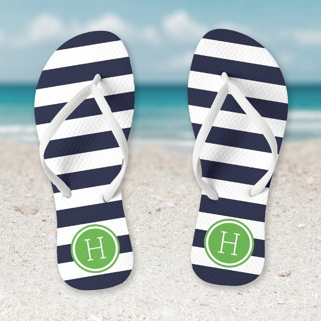 Chanclas Monograma de la Marina y las franjas verdes de per (Subido por el creador)