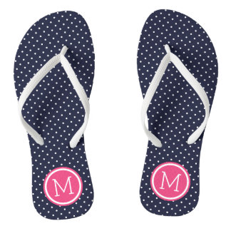 Chanclas Monograma de la Marina y los puntos pequeños rosad