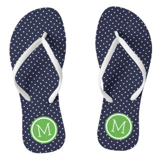 Chanclas Monograma de la Marina y los puntos pequeños verde