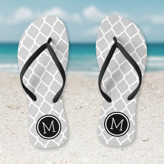 Chanclas Monograma de la quatrefoil marroquí gris y negro