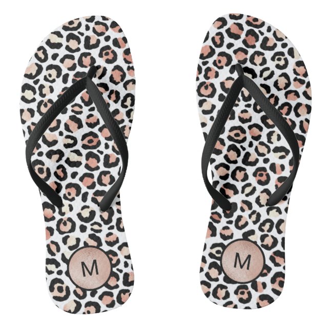 Chanclas Monograma de Leopardo de Oro moda Girly Rosa (Plantilla)