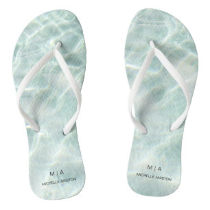 Chanclas Monograma de olas de playa tropical personalizado