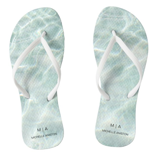 Chanclas Monograma de olas de playa tropical personalizado (Plantilla)