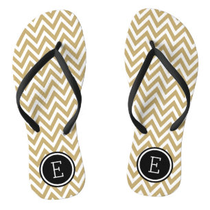 Chanclas Monograma de oro y chevron negro