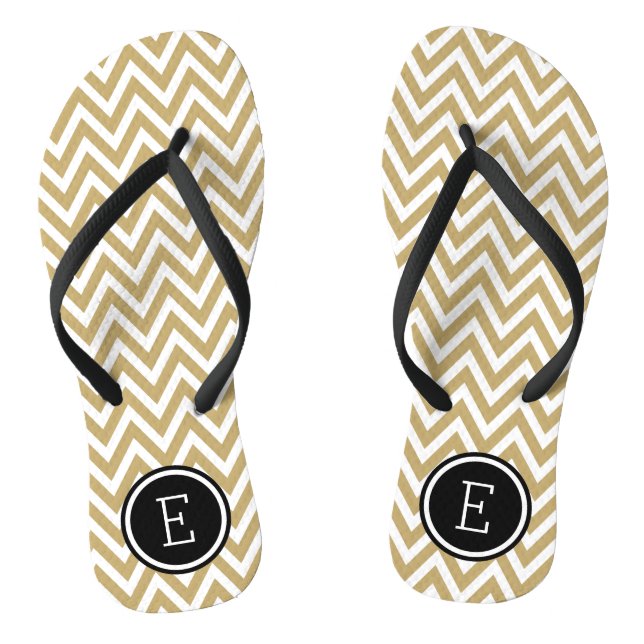 Chanclas Monograma de oro y chevron negro (Plantilla)