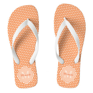 Chanclas Monograma de puntos de Polka Naranja fácil con nom