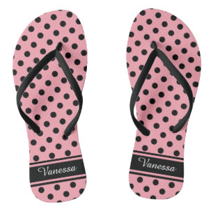 Chanclas Monograma de puntos de polka negro retro
