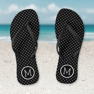 Chanclas Monograma de puntos pequeños en blanco y negro