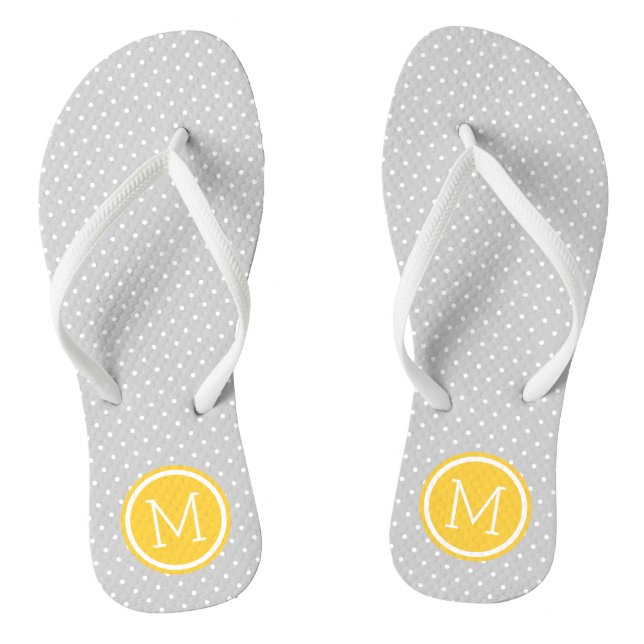 Chanclas Monograma de puntos pequeños gris y amarillo (Plantilla)