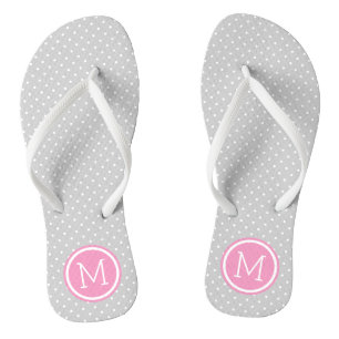 Chanclas Monograma de puntos pequeños grises y rosados