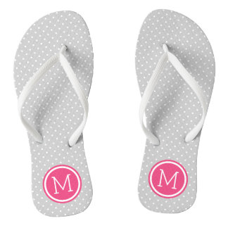 Chanclas Monograma de puntos pequeños grises y rosados