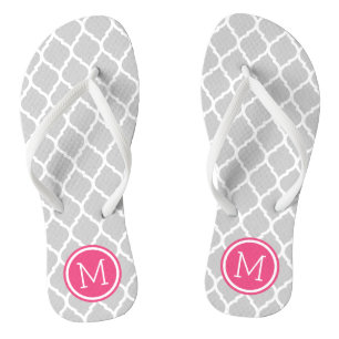 Chanclas Monograma de quatrefol marroquí gris y rosa
