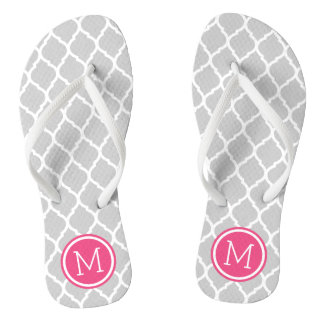 Chanclas Monograma de quatrefol marroquí gris y rosa