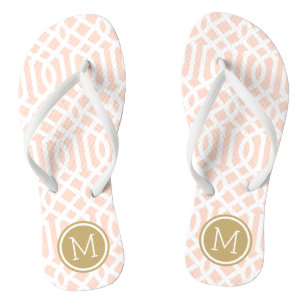 Chanclas Monograma de Rubor Rosado y Oro Trellis