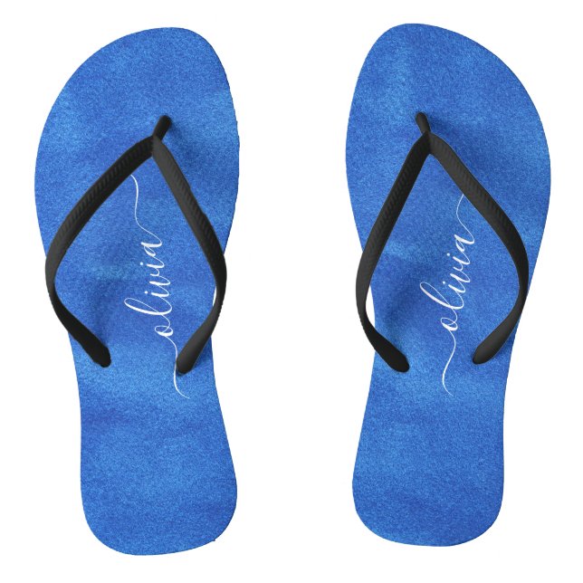 Chanclas Monograma de terciopelo azul (Plantilla)
