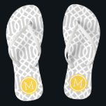 Chanclas Monograma del enlistado gris y amarillo<br><div class="desc">Personalizado imprimió sandalias "flip-flop" con un elegante diseño moderno y un monograma personalizado u otro texto en un marco circular. Haga clic en Personalizar para cambiar los tipos de letra y los colores del texto o para agregar sus propias imágenes para crear un diseño único de un tipo.</div>