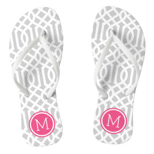 Chanclas Monograma del enlistado gris y rosa